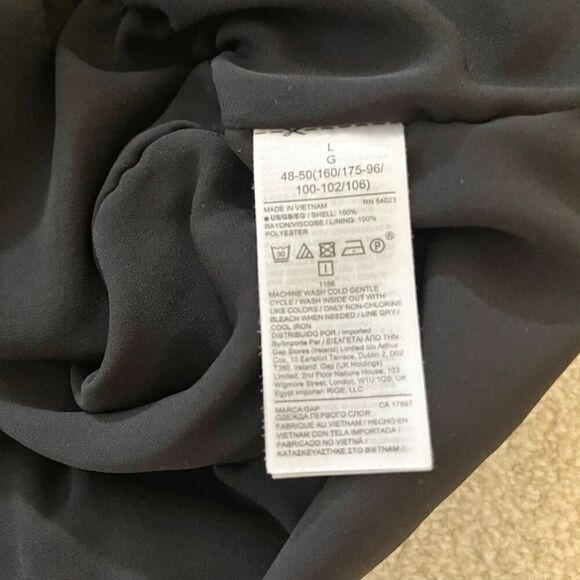 GAP Crew Neck Polka Dot Textured Long Sleeve Lined Peplum True Black Blouse - Picture 12 of 13